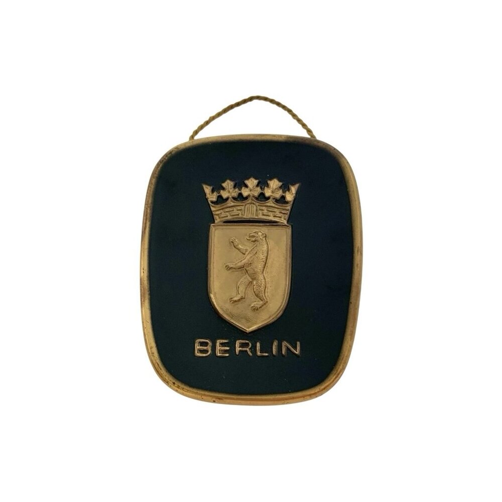 Crowned Bear Berlin Coat of Arms Plaque Metal Crest Vintage Wall Decor